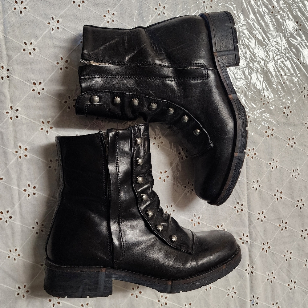 Bernie Mev Genuine Leather Military Combat Style Boots Size 39 Women's Size 8.5 - Picture 3 of 8